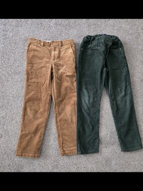 Boy's Corduroy Pants - Brown and Dark Green Sz 6